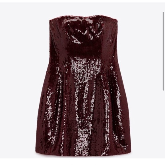 burgundy sequin dress zara Red main image 1